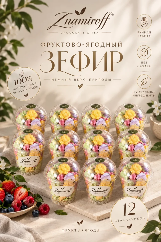  Зефир в стаканчиках без сахара(коробка 12шт по 100гр) в Абакане