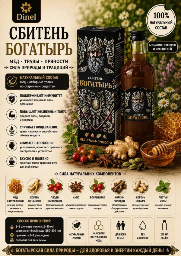 №2 Сбитень Богатырь, 250мл  в Абакане