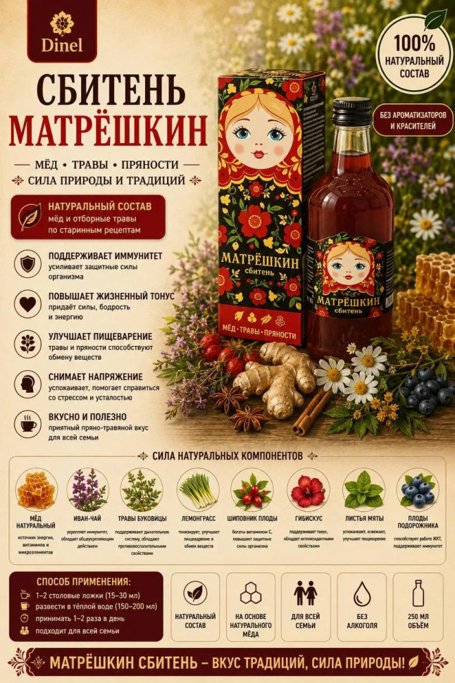  Сбитень Матрёшкин, 250мл  в Абакане